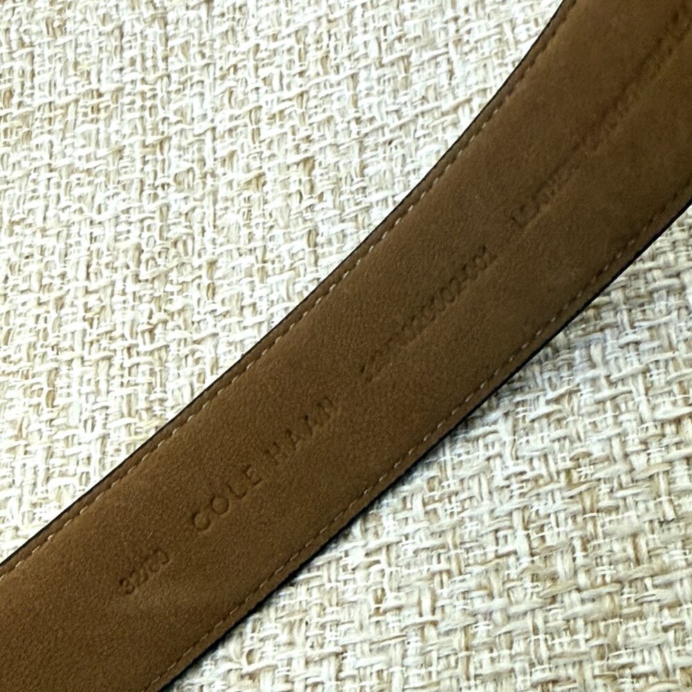 Cole Haan Belt Men's Black Leather Metal Buckle Size M 32" - Picture 7 of 8